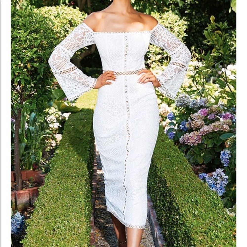 Off shoulder white lace dress